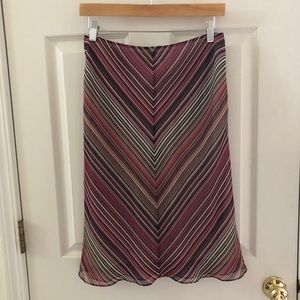 Banana Republic Silk Skirt lined chevron stripe